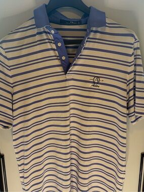 RLX Ralph Lauren Blue and White Striped Polo